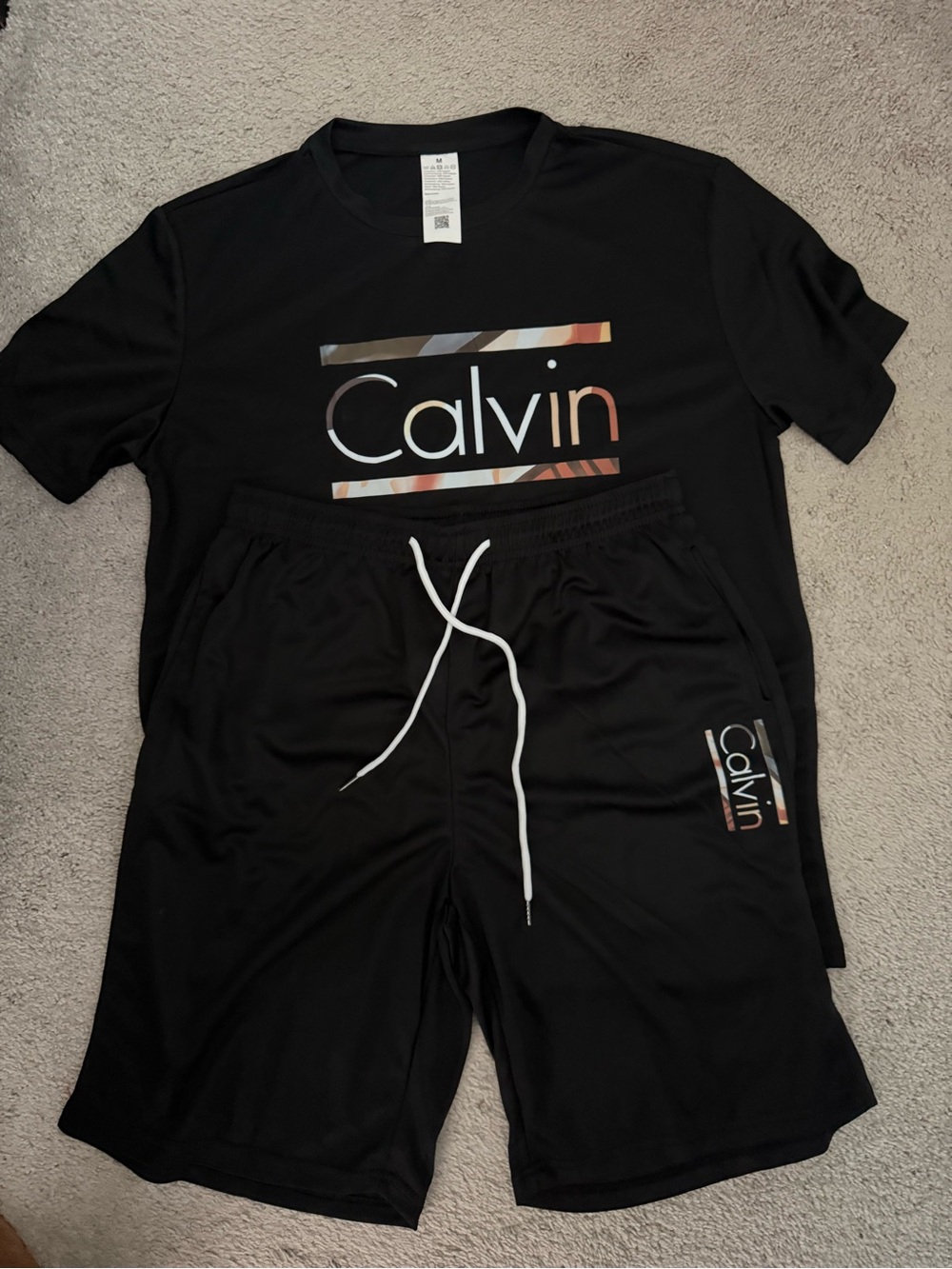 Calvin Men's Black Pajama Set with Logo
